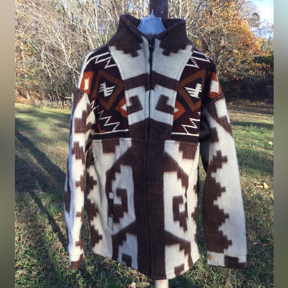 Alpaca Zip-Front Aztec Jacket XL